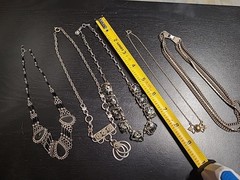 Lot Of 5 Vintage Unbranded Choker Style Necklaces Silver Tone Rhinestones