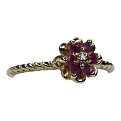 Ross Simons Ruby Ring Size 6.75 Red Gold Vermeil Sterling Silver Flower Twisted