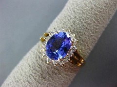 ESTATE LARGE 2.05CT DIAMOND & TANZANITE 14KT YELLOW GOLD ENGAGEMENT RING #25527
