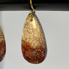Crazy Lace Agate Teardrop Earrings Gold French Wire lightweight Gemstone Boho