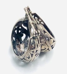 Vintage Jez Jezlaine Sterling Silver Scroll Hoop Earrings Y2