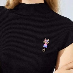 Elegant Vintage Gradient Crystal Cat Brooch Charming Design Ideal Gift Cat Lover
