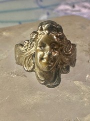 Lady face ring art deco nouveau Italy pinky turquoise size 3 silver signed 800