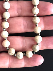 Tan Stone BEAD BEADED Beige JASPER Earth Tone Necklace Bohemian Safety Clasp