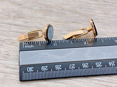14K Yellow Gold Opal B.A. Ballou Cufflinks Bullet Back Retro MCM Jewelry B.A.B