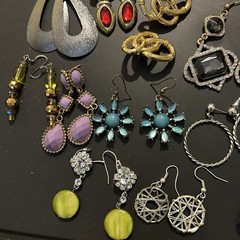 Mixed Lot of 20 Earrings Multicolor Mixed Metals Rhinestones Vintage