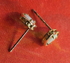1/20 14K GF Opal Heart Post Earrings, Vintage