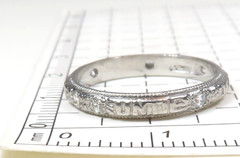Rare Antique Platinum Diamond Vow Ring “Until Death Do Us Part” Size 5.5 UK-K1/2