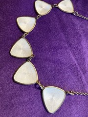 Vintage MCM Albert Scharning Enamel 935 Silver Gold Wash Station Necklace