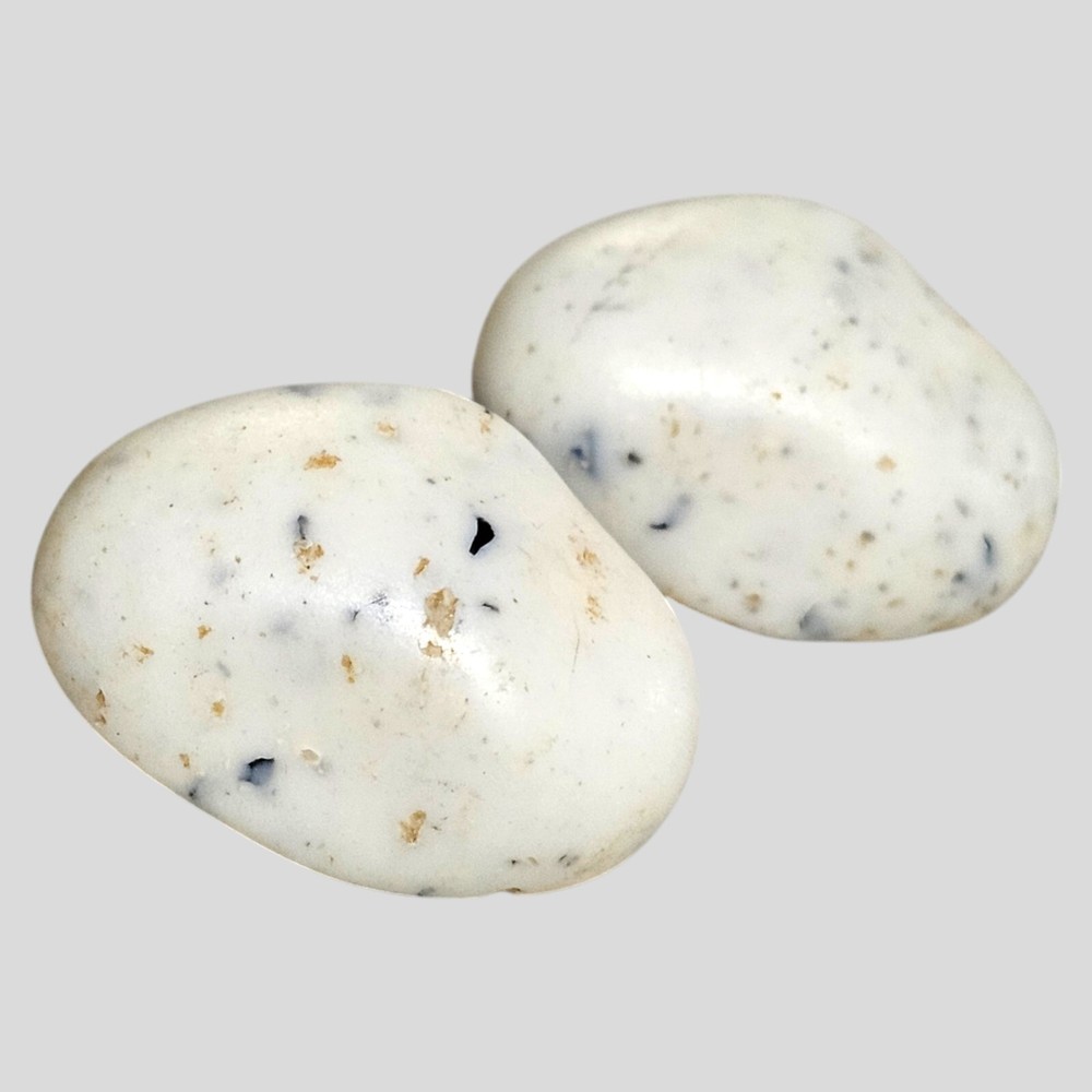 Faux Stone Earrings Vintage Acrylic Post Backs White Speckled Rocks Pierced Ears