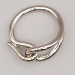 HERMES Logo Jumbo Scarf Ring Silver Accessories 05MA471