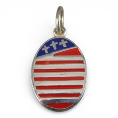 Sterling Silver & Enamel Let Us Not Forget Charm USA Patriotic Flag Brown County