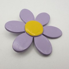 Vintage Flower Brooch Painted Metal Purple Yellow Daisy