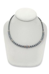 Vintage Sterling Silver 925 Hematite Necklace 18″