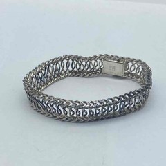 Vintage FBM Woven Mesh Bracelet 835 Silver Clasp 7.5″ 13mm 23.3g