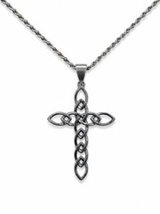 Sterling Silver Celtic Cross Pendant – Metallic Black Textured Necklace
