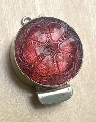 Vtg STERLING 925 2-strand Czech Button BOX CLASP ~ ROSE PINK BLUSH