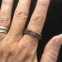 Vintage Gold Plated Entrnity Band Purple Crystals Ring varied sizes