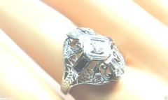 Antique Art Deco Diamond Engagement 20KT White Gold Ring Size 5.5 EGL USA
