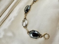 Antique Old VTG Gold Filled Tennis Bracelet White Topaz? Estate Sale Rare Read