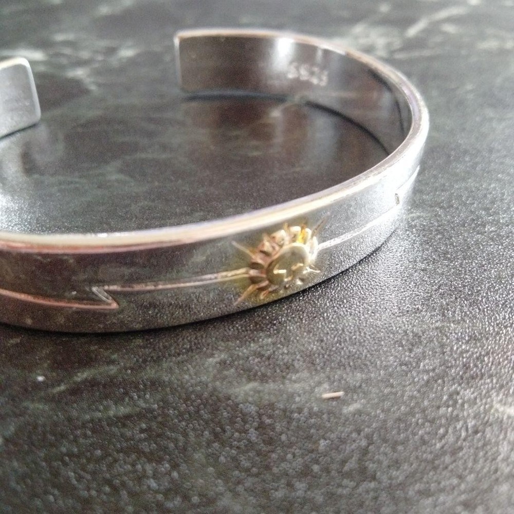 Extremely Popular, Best-Selling Silver 925 Gold Plated Eagle Sunburst Bangle