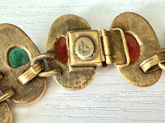 LES BERNARD Signed, Vintage 1990s, Gold-plated, Multi-Coloured Faux-Gemstones, G