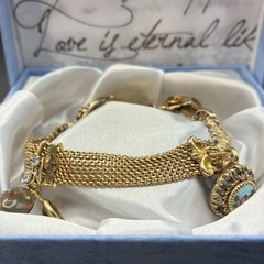 Custom Vintage Gold Filled Pocket Watch & Mesh Chain Bracelet w Charms & Regalia