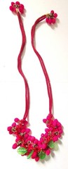 MIRIAM HASKELL HESS 20’S RED SILK CORD & LUCITE CHAIN CHOKER SUGAR BEAD CLUSTERS