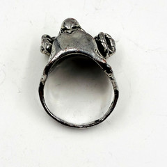 Vintage G&S WILD & FREE Eagle Biker Ring Size 13.5 Silver Tone a282