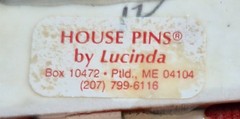 Vintage House Pins by Lucinda Kitty Cat in Yard & Big Purple Heart Pin / Brooch