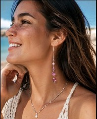 Pink Shell Beaded Dangle Earrings Boho Coastal Beach Mermaidcore Statement