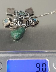 Vtg Sterling Silver MEXICO Abalone Charm Bracelet Lot 8.25″