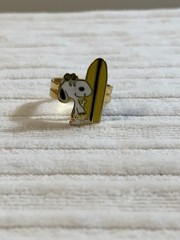 Vintage Snoppy On Surf Board Surfin Ring Adjustable Size EnamelCloissone Design