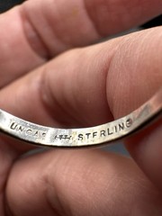SZ 9.75 Mens Vintage Sterling Silver Hematite Signed Uncas Estate Ring 925