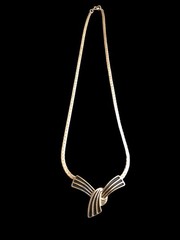 Vintage Trifari Black Enamel Goldtone 17 in Choker Necklace