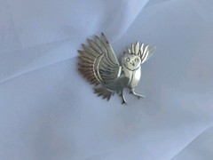 VINTAGE OWL BIRD STERLING SILVER 925 BROOCH PIN