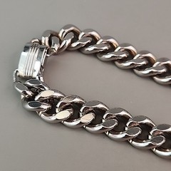 Vintage Coro Cuban Necklace Heavy Silver Tone Chunky SHORT 15″