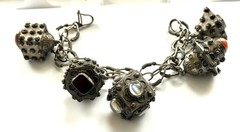 Antique Silver Etruscan Large Charm – Fob Bracelet