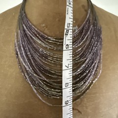 Vtg Waterfall 90s Y2k Beaded Necklace ~ Metal Acrylic Purple Friends Era 19” Adj