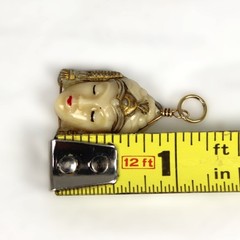 Vintage Selro Selini Charm Asian Princess Pendant Unsigned 1″ Thai Girl
