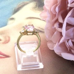 Vintage Jewellery Gold Ring Pink White Sapphires Antique Deco Dress Jewelry sz 7