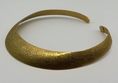 Vintage Milor Italy Brushed Textured Bronze Collar Torque Choker Necklace Signed