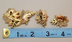 Vintage General Manufacturing Signed Christmas Red Poinsettia Brooch Earrings