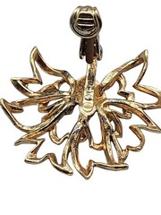 Napier Sterling Clip On Earrings 1940s Gold Wash 925 Silver Large Leaves 925