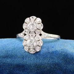 Art Deco Style Round Cut Lab Created Diamond 14k White Gold FN Anniversary Ring