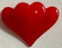 ARN ART DENMARK Red Triple Heart Plastic Danish Brooch Pin Margit Brandt Vintage