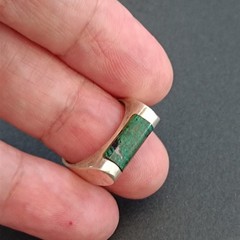 Sterling Silver Ring Green Stone Eilat Minimalist Modernist Men’s Pinky Women