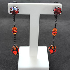 Stunning Japanned Hinged Clip On Earrings with Aurora Borialis AB Crystal