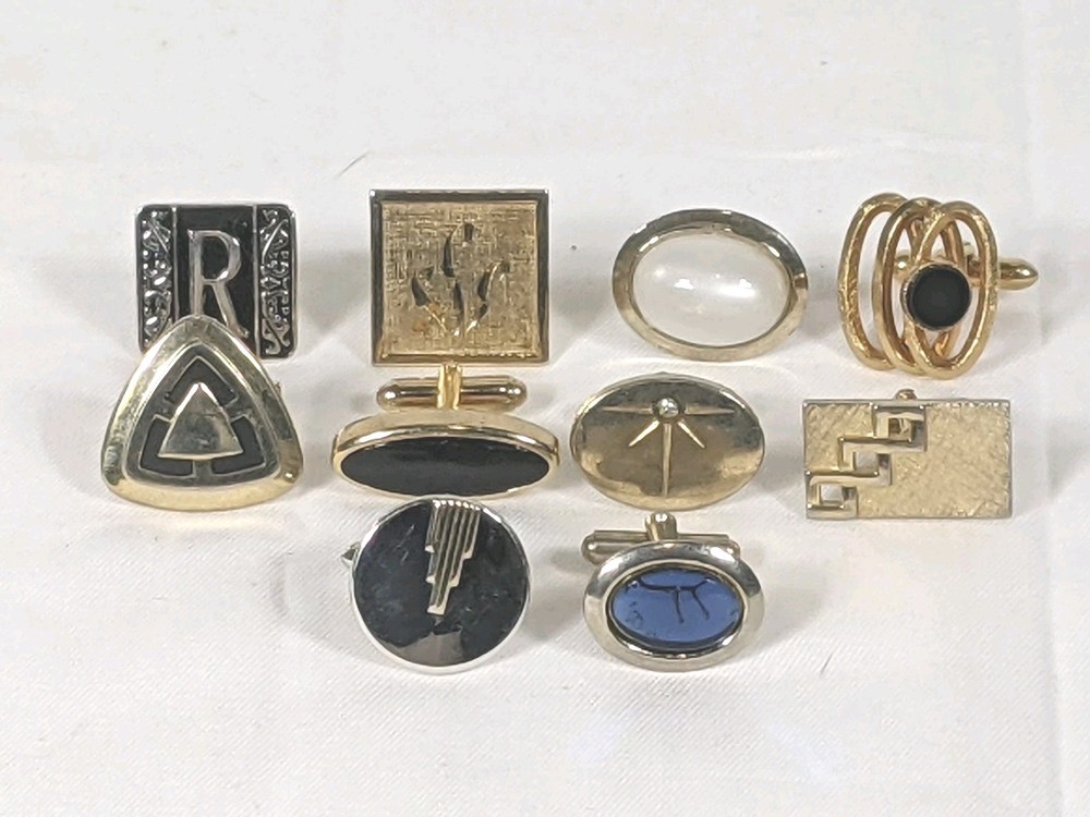 Vintage Lot Mixed Unmatched Cuff Links Swank Anson Gold Tone Silver Tone 10 Pc
