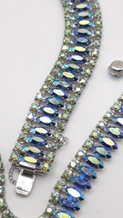 VTG B. David Blue Green Aurora Borealis Rhinestone Choker Necklace & Bracelet